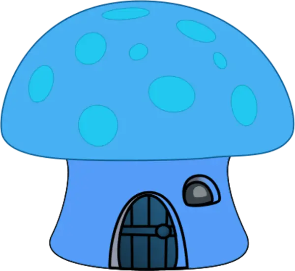 Cartoon Blue Mushroom House