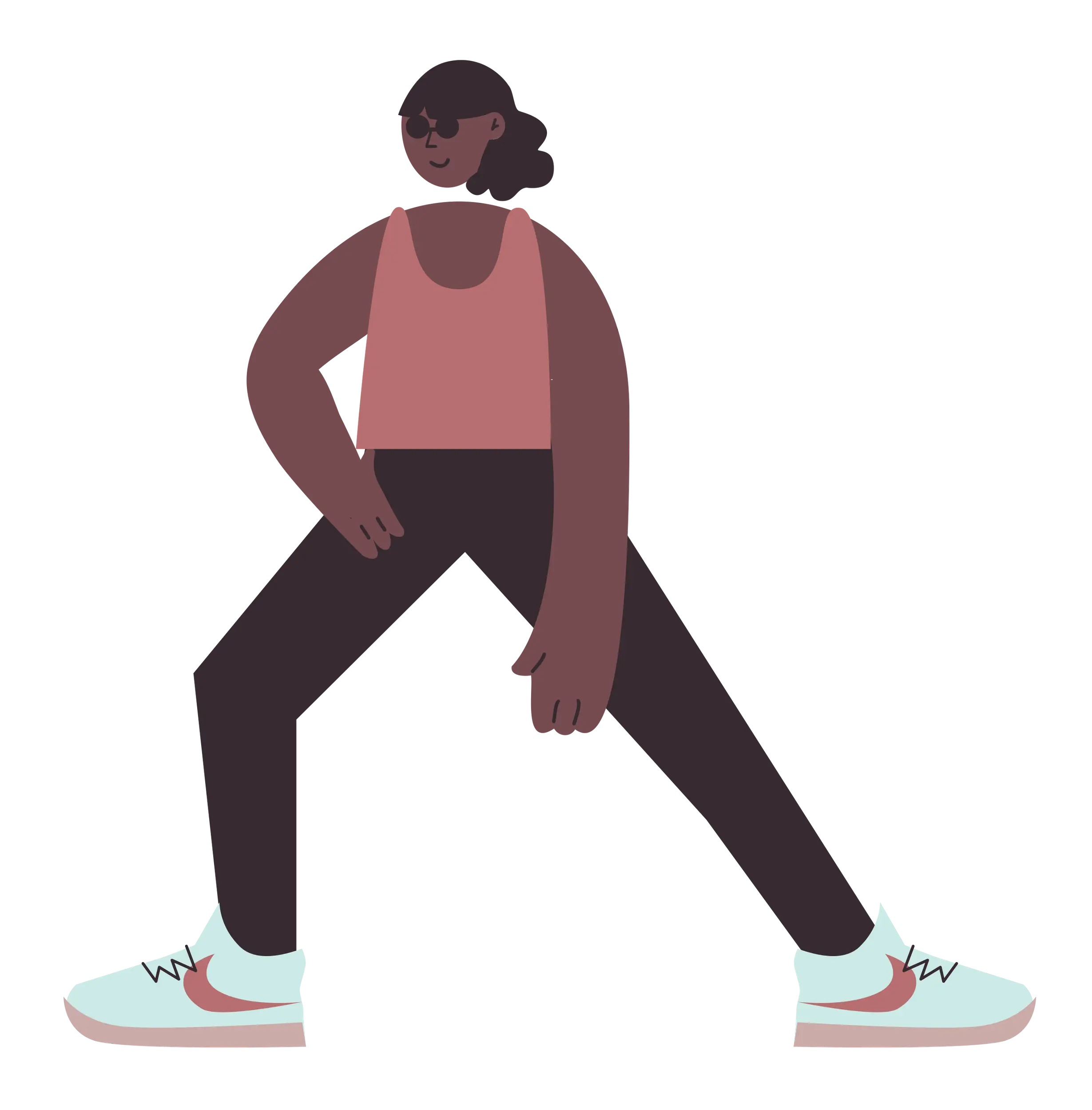 Active Woman Illustration in Workout Pose