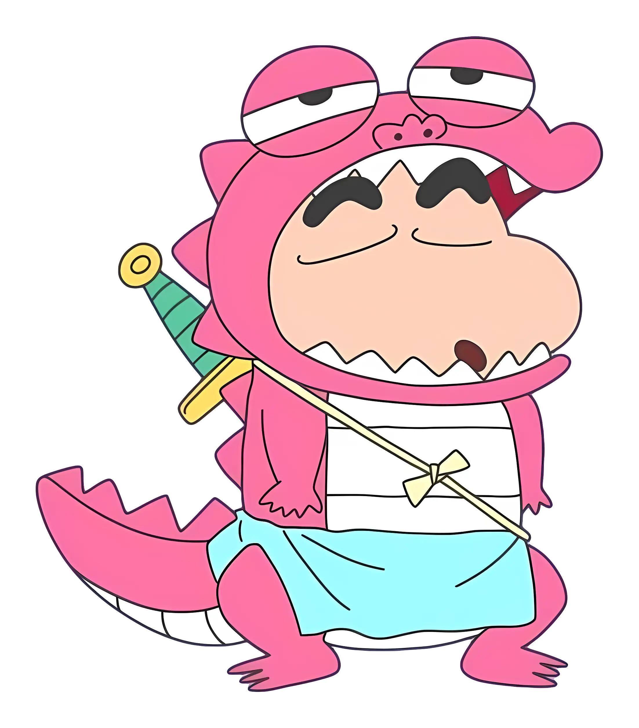 Cartoon Character in Pink Dinosaur Costume