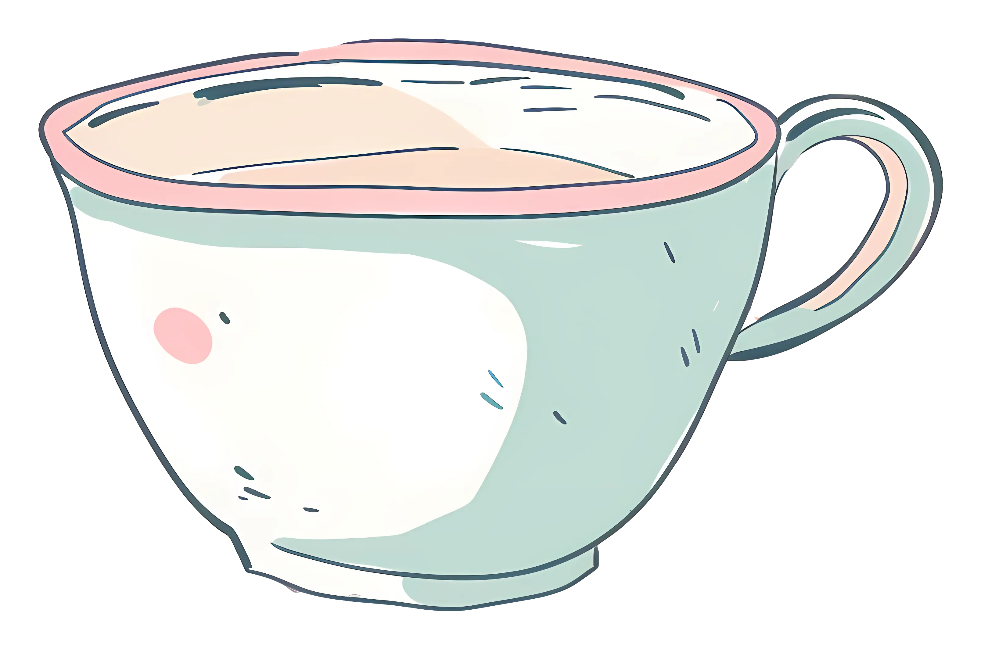 Cartoon Illustration of Ceramic Cup