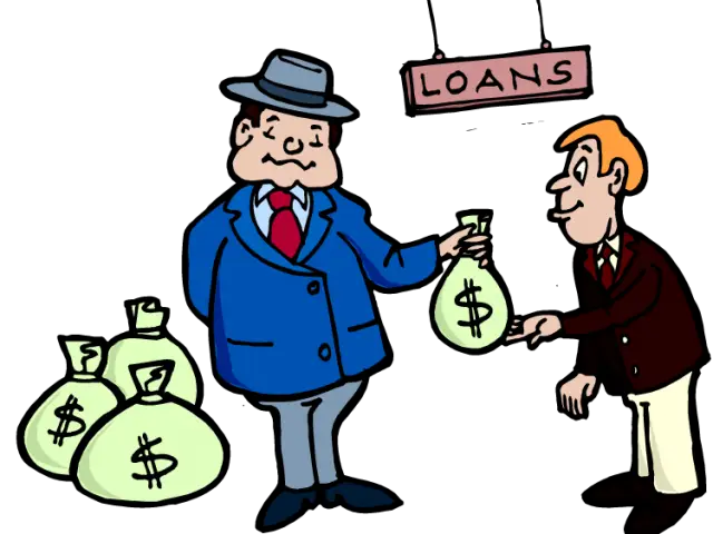 Cartoon Illustration of Loan Transaction