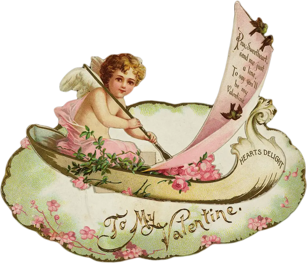 Vintage Valentine Card with Cherub