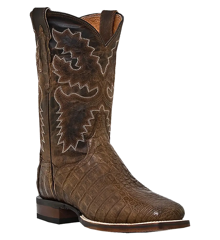 Brown Embossed Leather Cowboy Boot