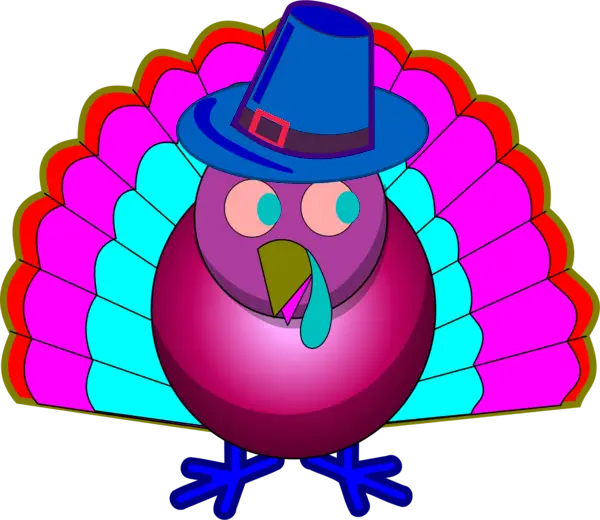 Colorful Cartoon Turkey with Hat