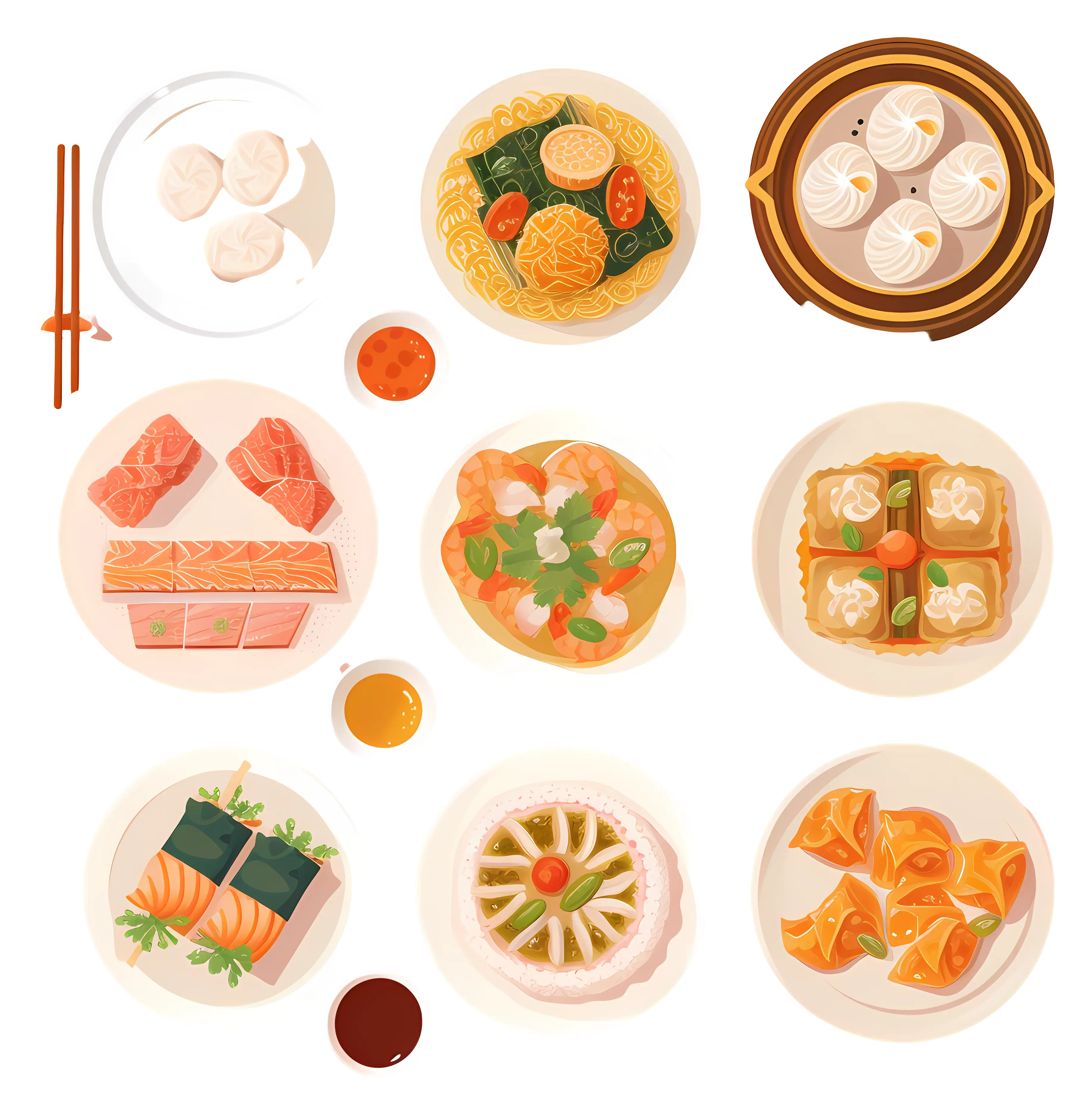 Delicious Dim Sum Dishes on Plates