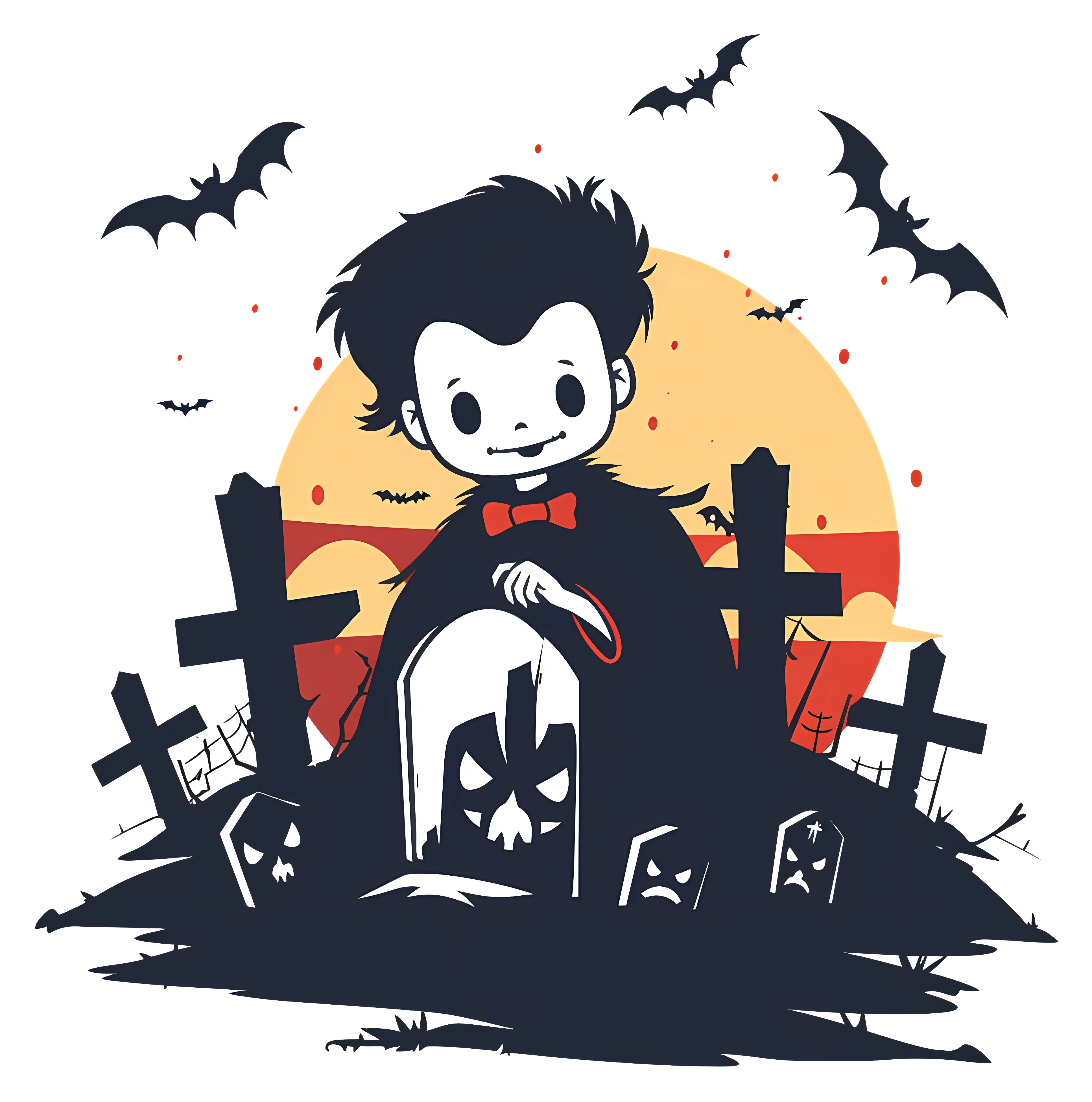Vampire in Graveyard with Bats