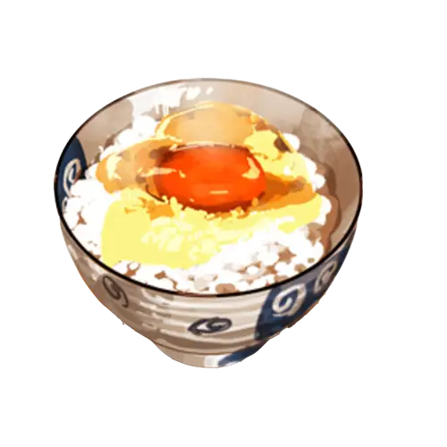 Egg Topped Rice Bowl in Artistic Style