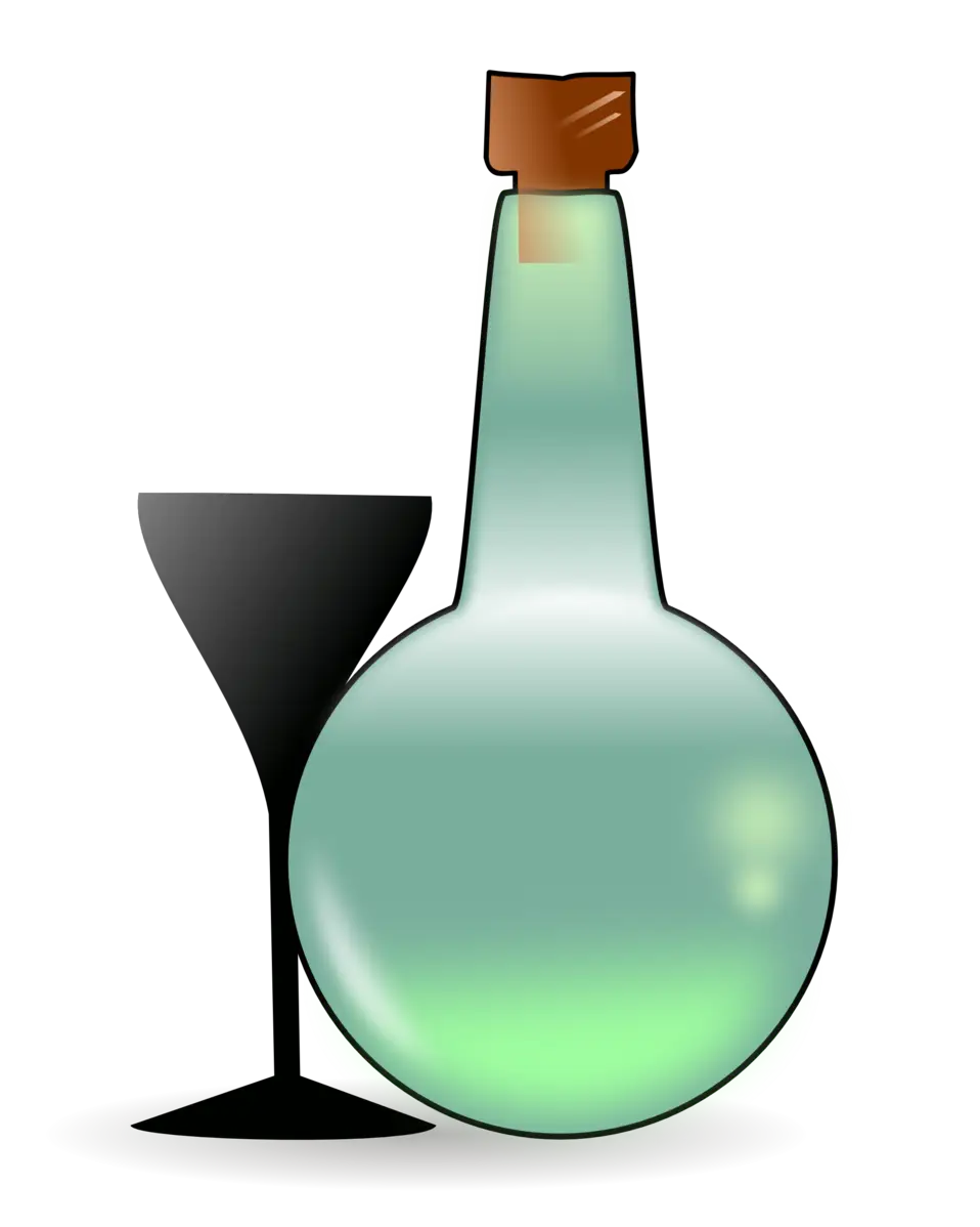 Bottle and Glass Illustration