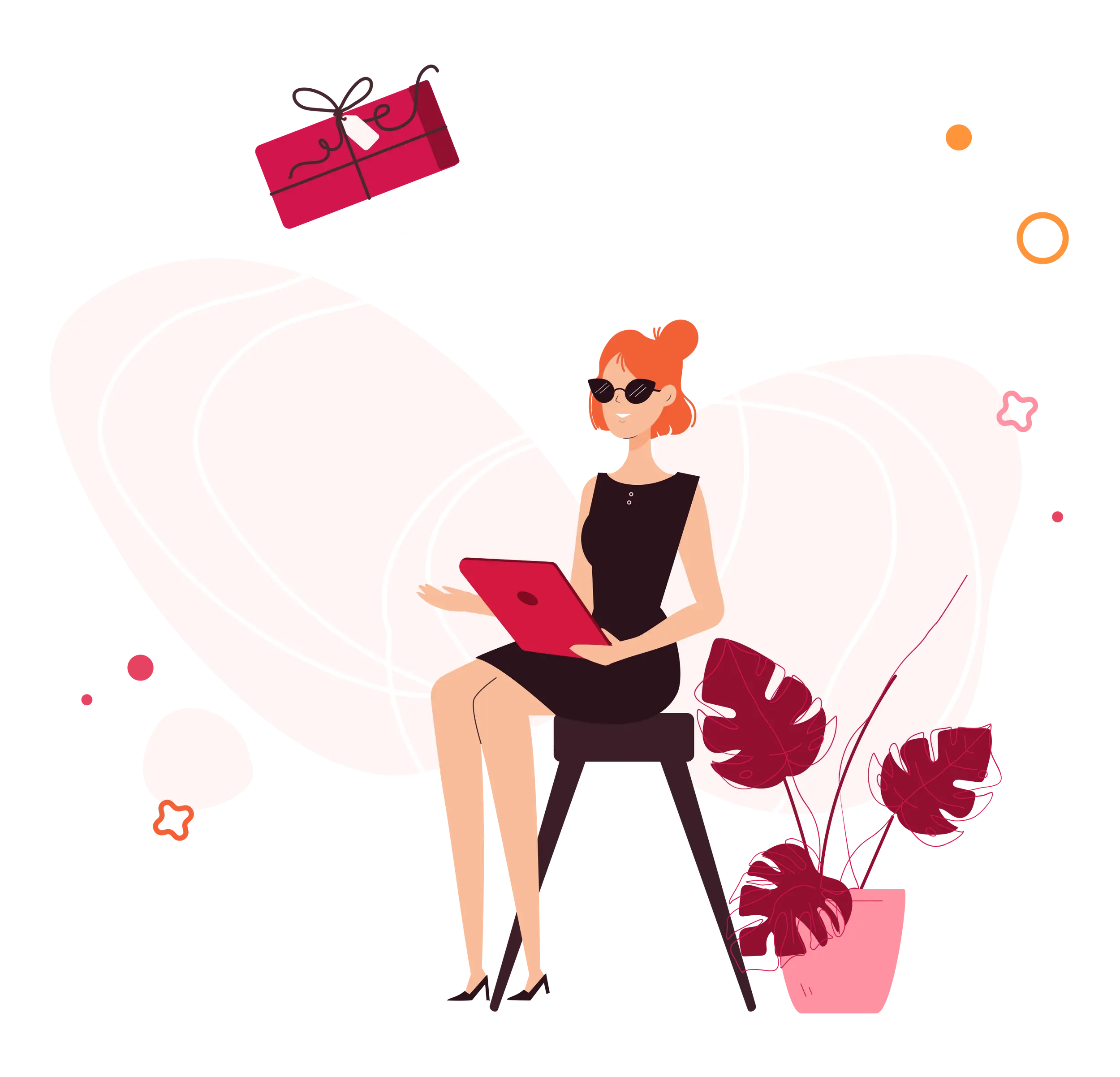 Woman Shopping for Gifts Illustration