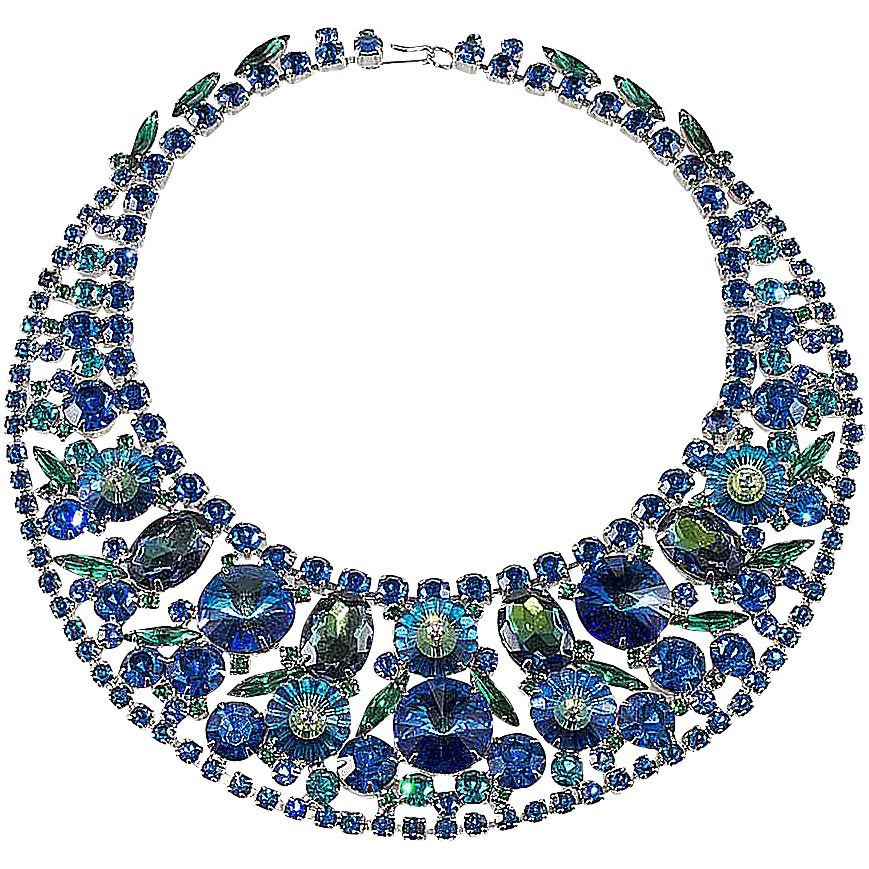 Blue Floral Decorative Necklace