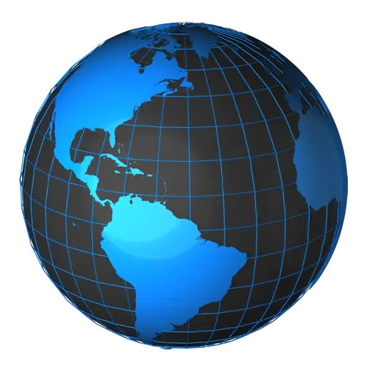 3D Blue Globe Highlighting Americas