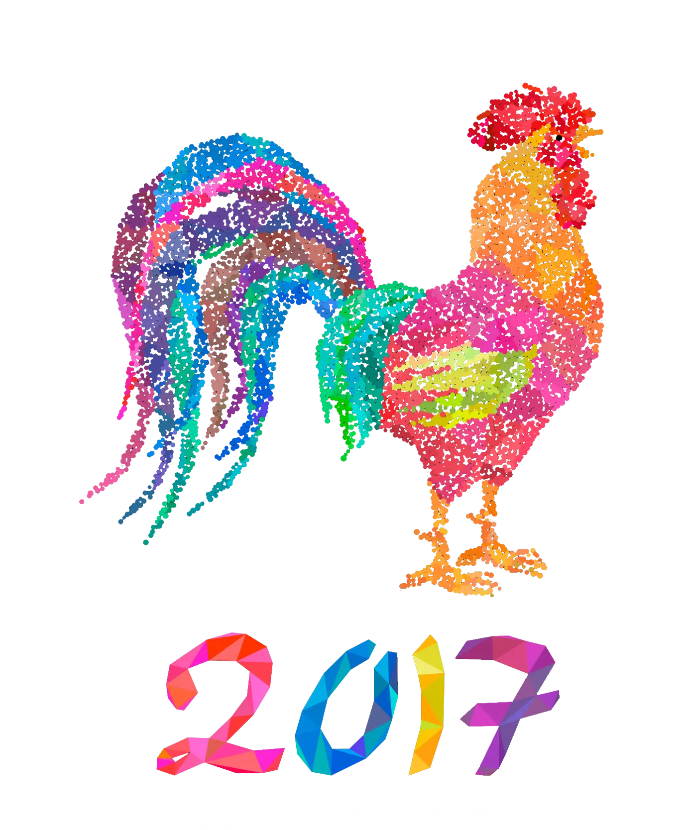 Colorful Rooster Illustration for 2017