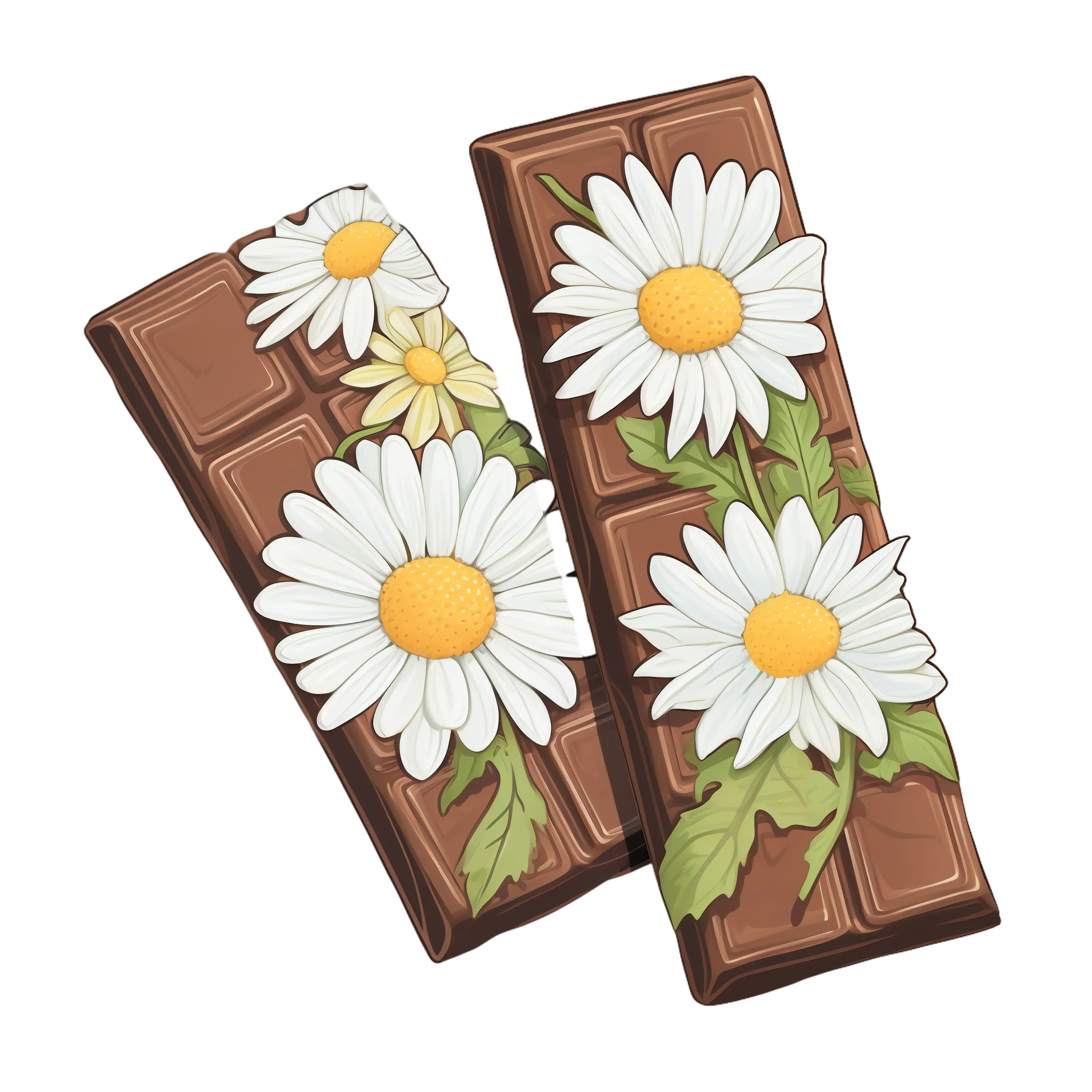 Stylized Chocolate Bars with Daisy Decorations