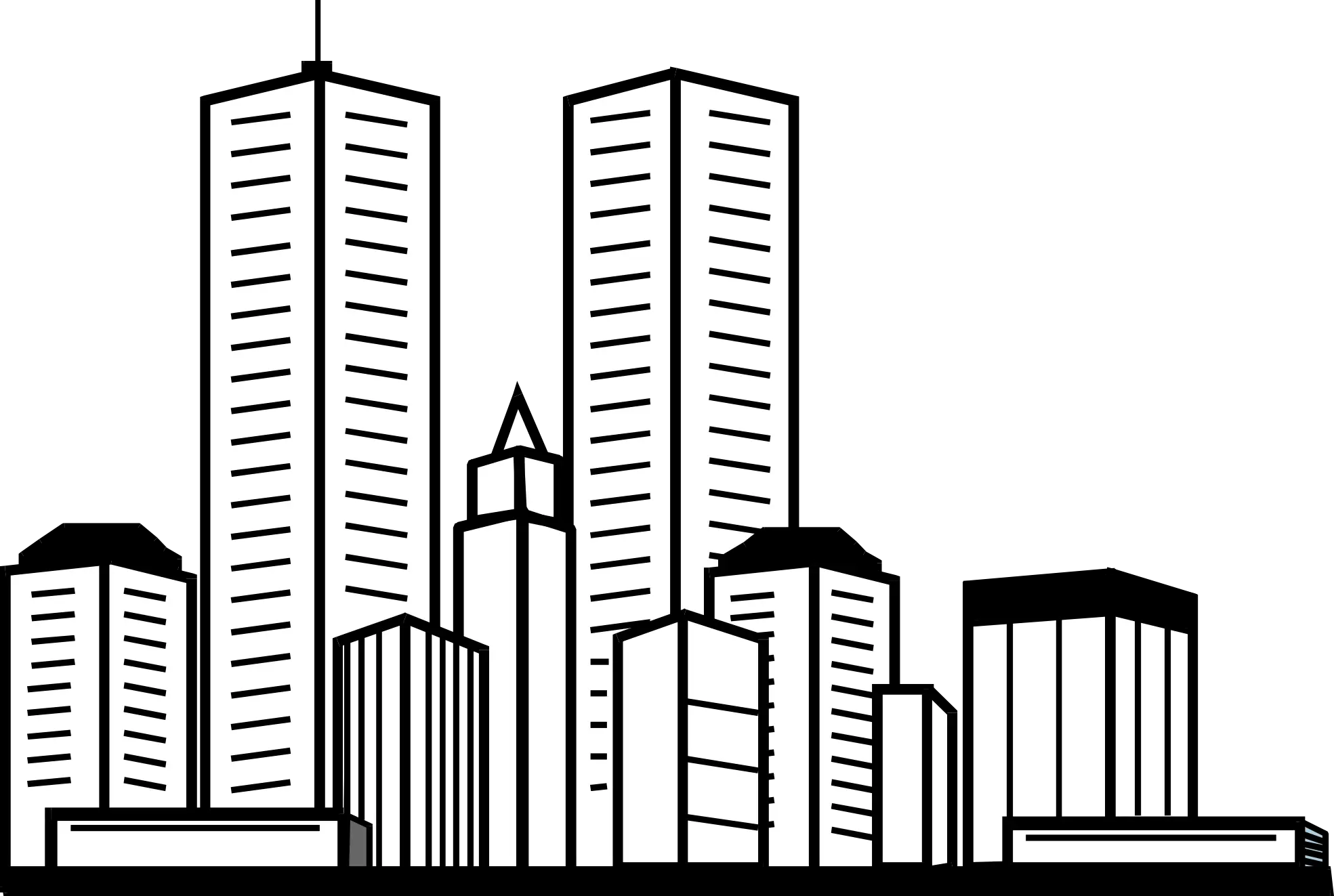 City Skyline Silhouette Sketch