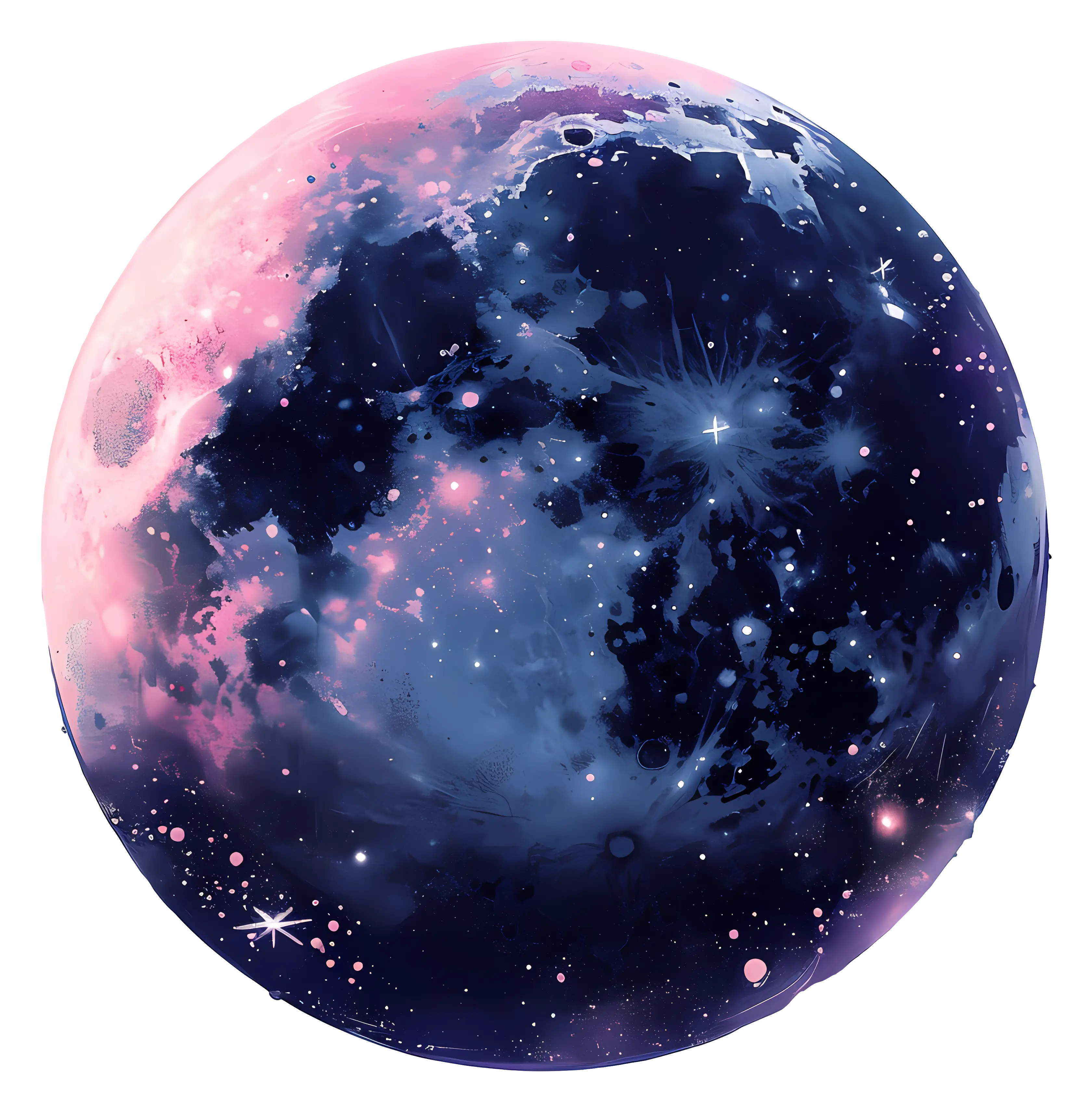 Galaxy Styled Moon Illustration with Starry Sky