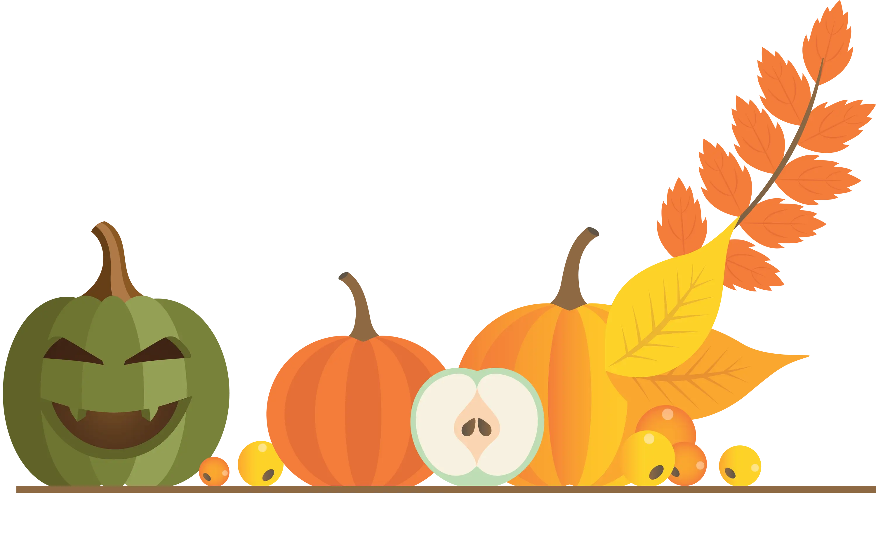Autumn Pumpkins and Leaves Illustration