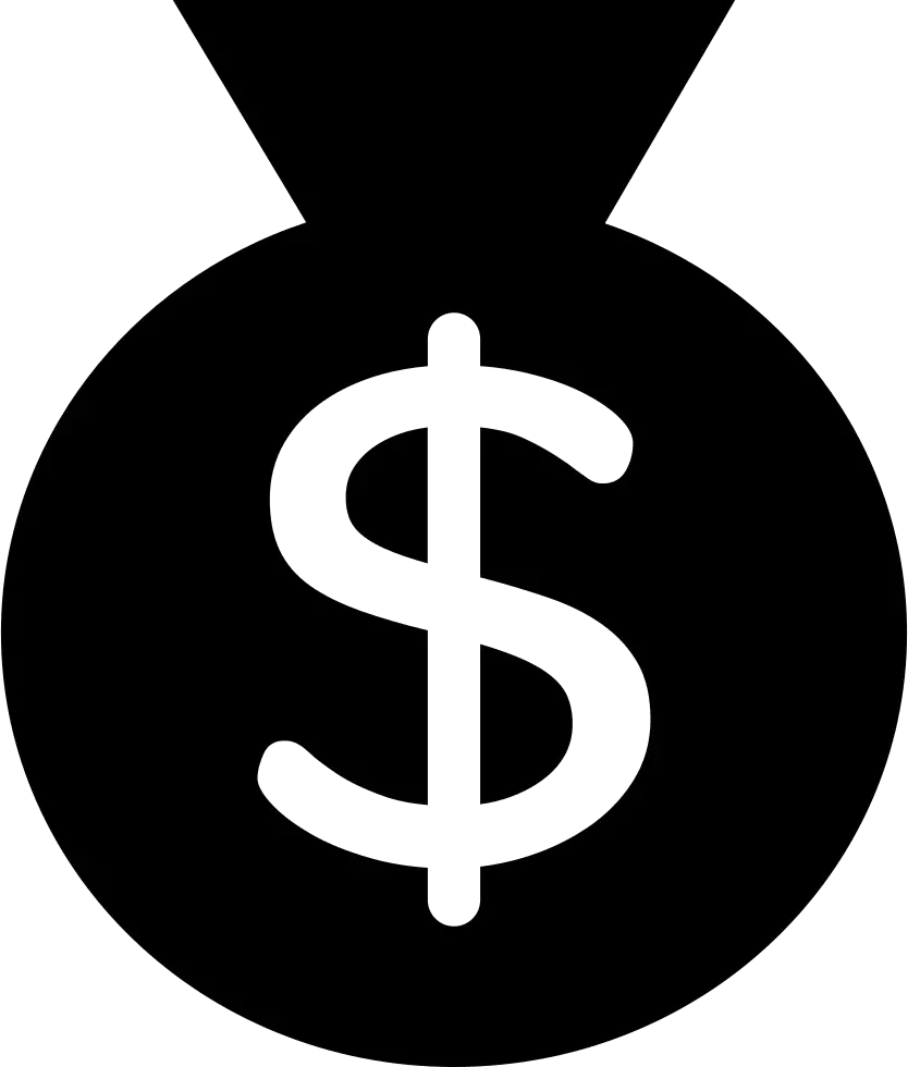 Black Money Bag Icon with Dollar Sign