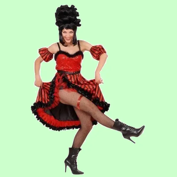 Woman in Red and Black Dance Costume
