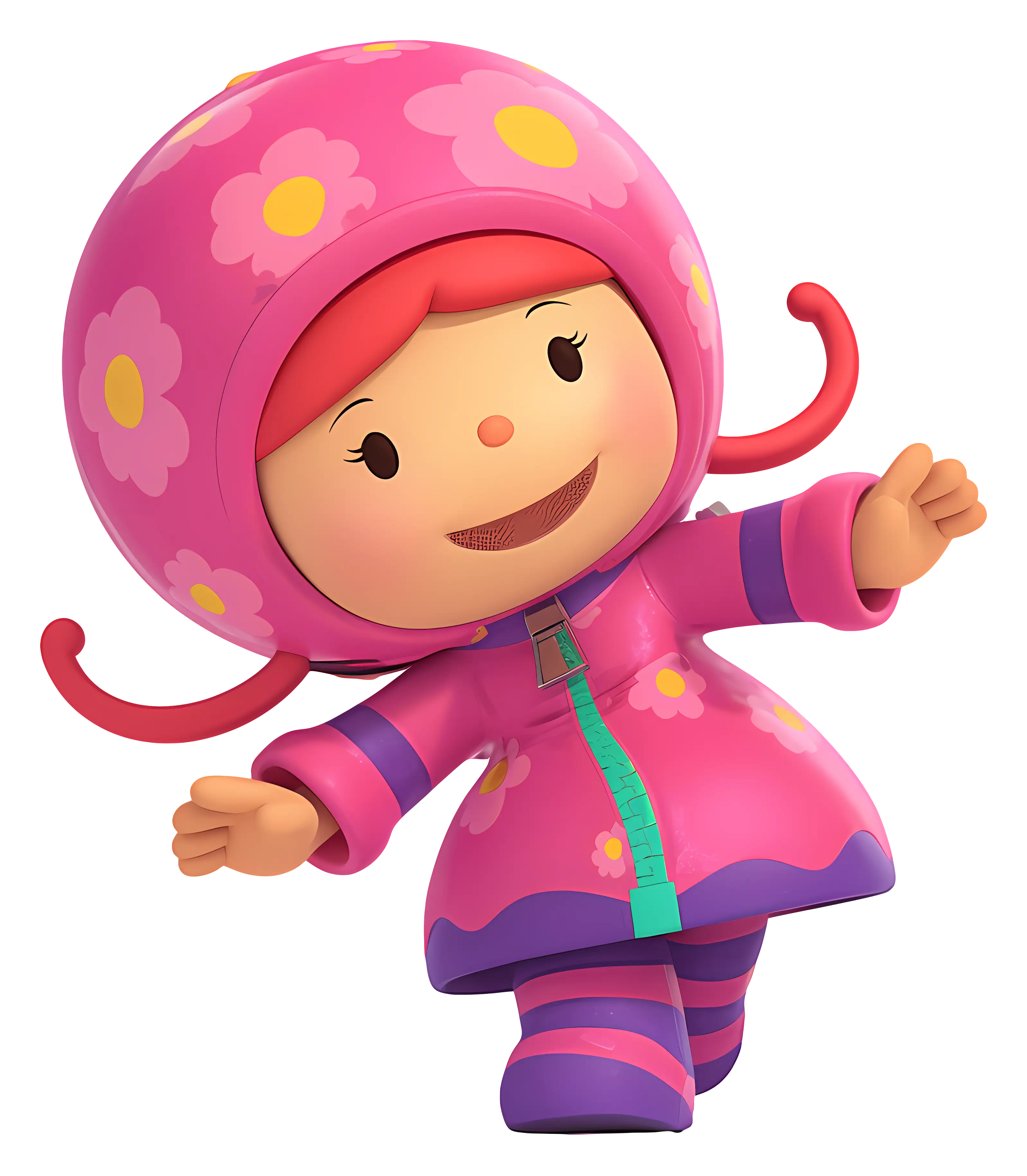 Animated Girl in Pink Floral Outfit