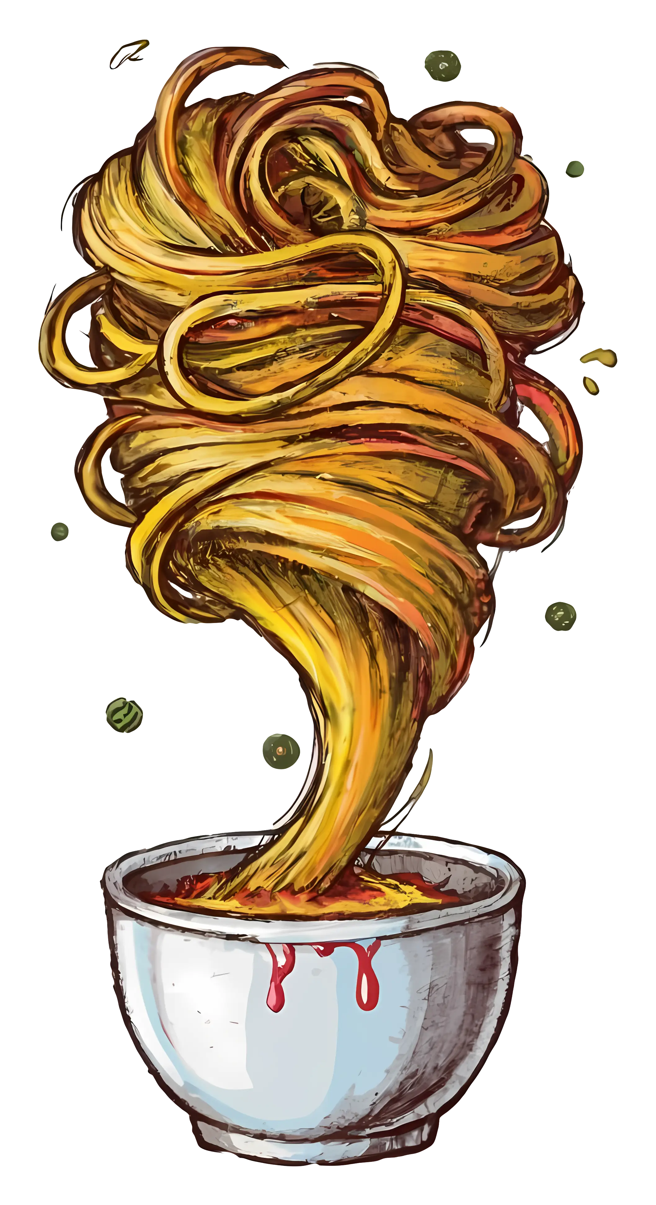 Artistic Swirling Noodles in Bowl