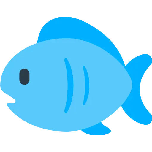 Blue Fish Icon in Cartoon Style