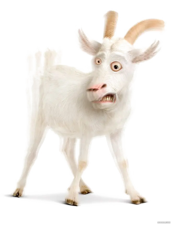 Funny Animated Goat with Surprised Expression