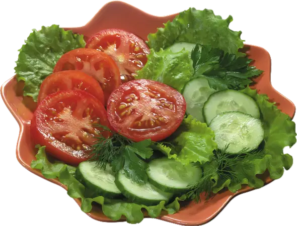 Fresh Vegetable Salad on Orange Plate