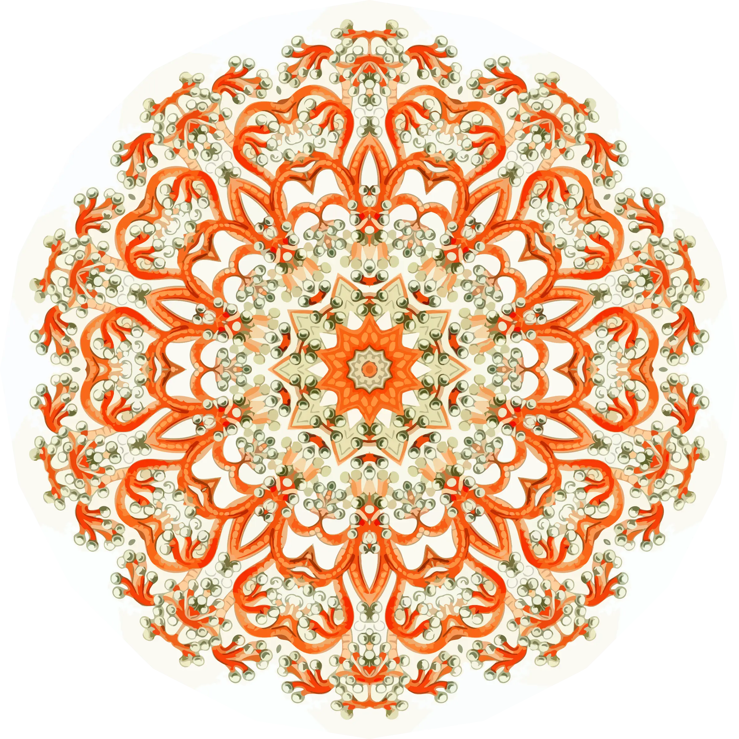 Intricate Orange and White Mandala Design