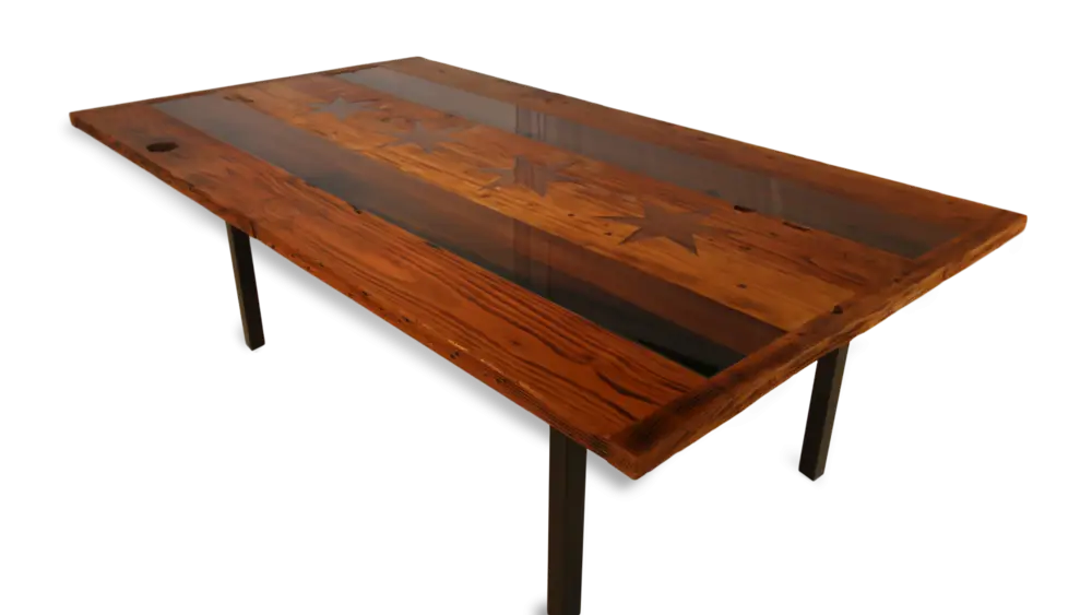 Wooden Table with Unique Decorative Surface Design