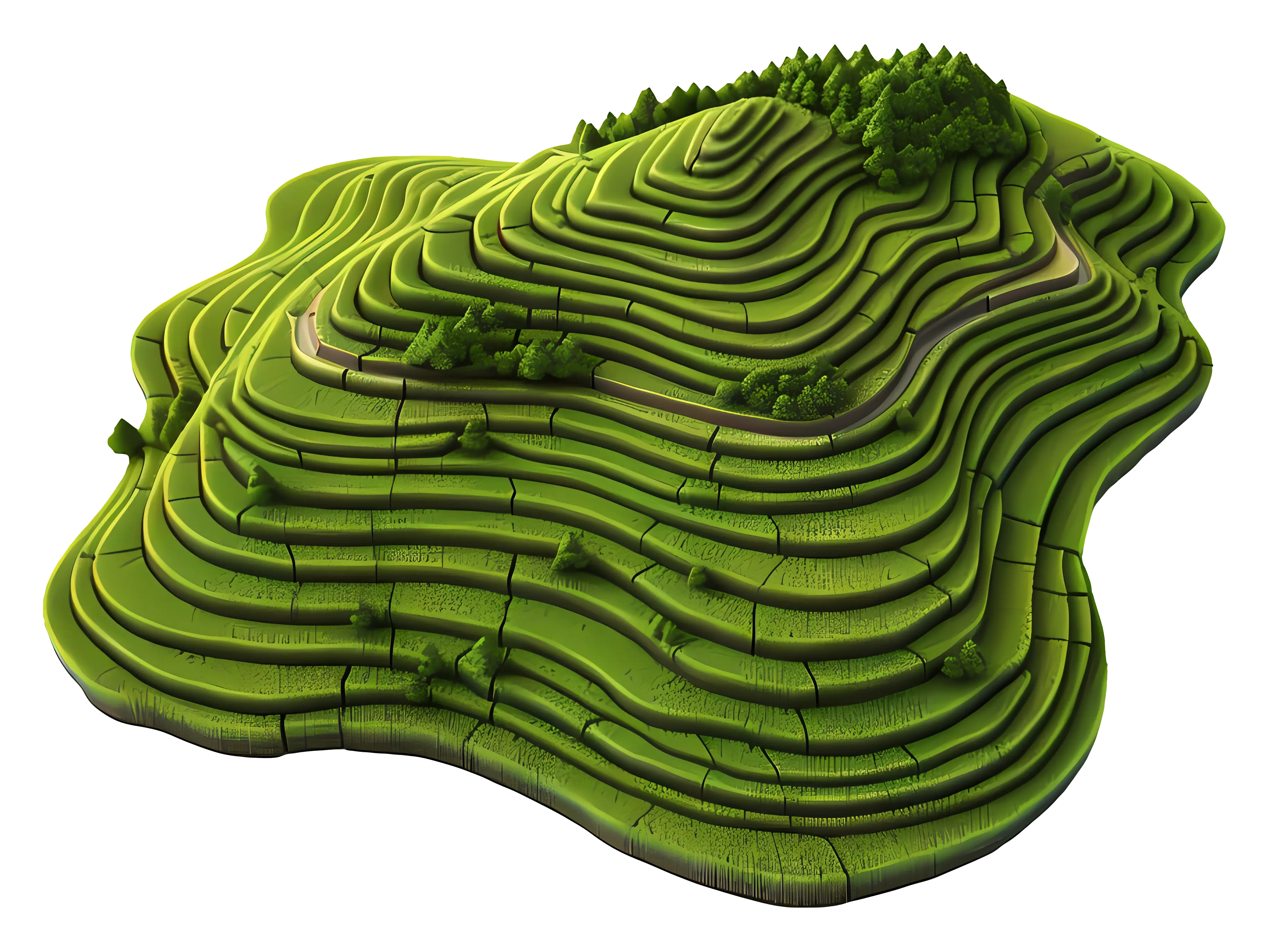 Green Terraced Fields Landscape