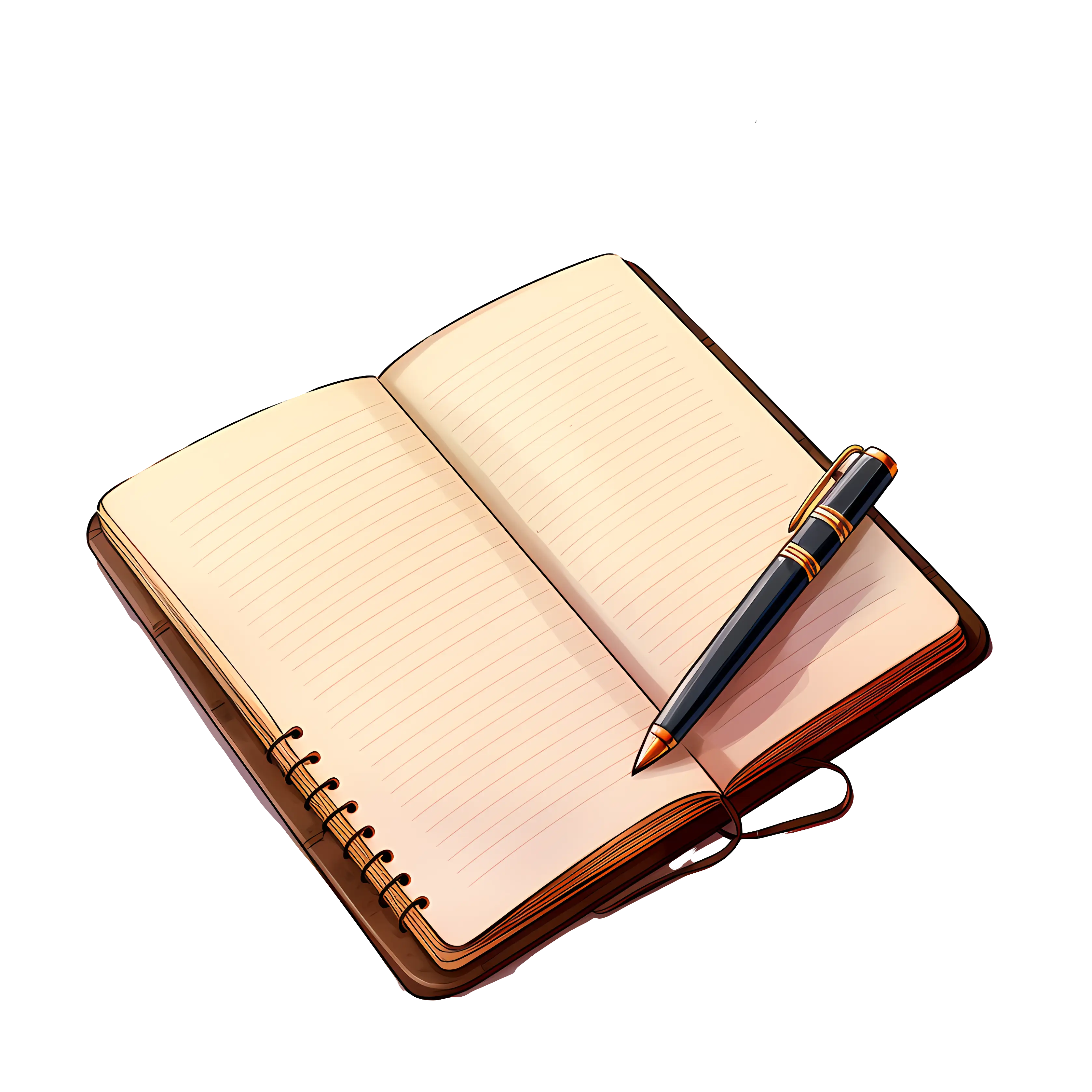 Open Notebook with Golden-Tip Pen