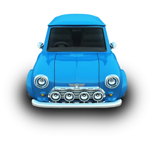 Blue Cartoon Vintage-Style Car
