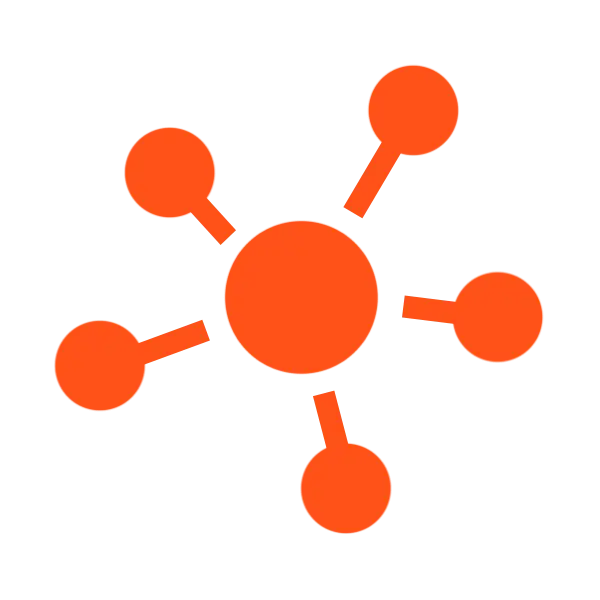 Orange Molecule Icon for Science Concept
