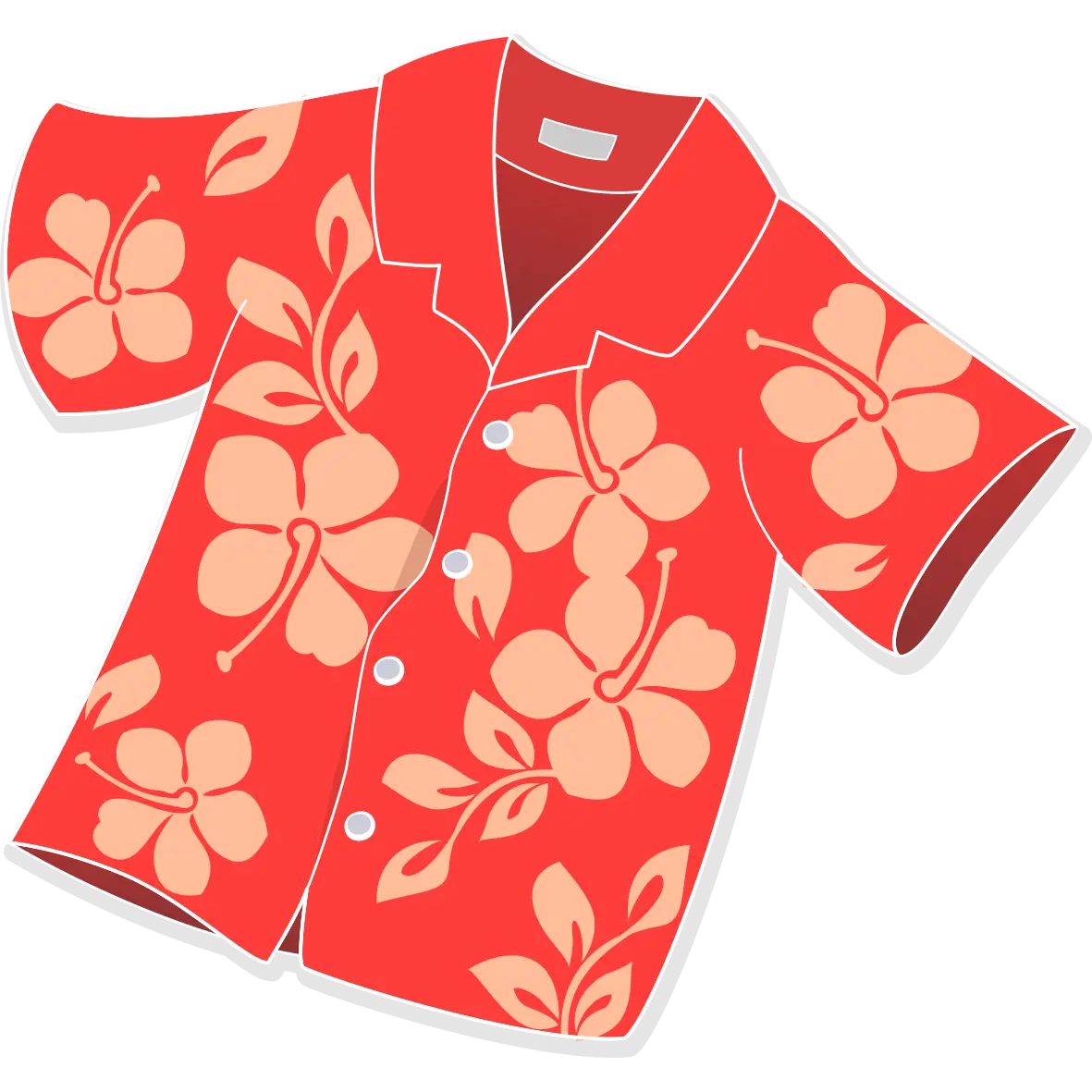 Red Hawaiian Shirt with Floral Pattern