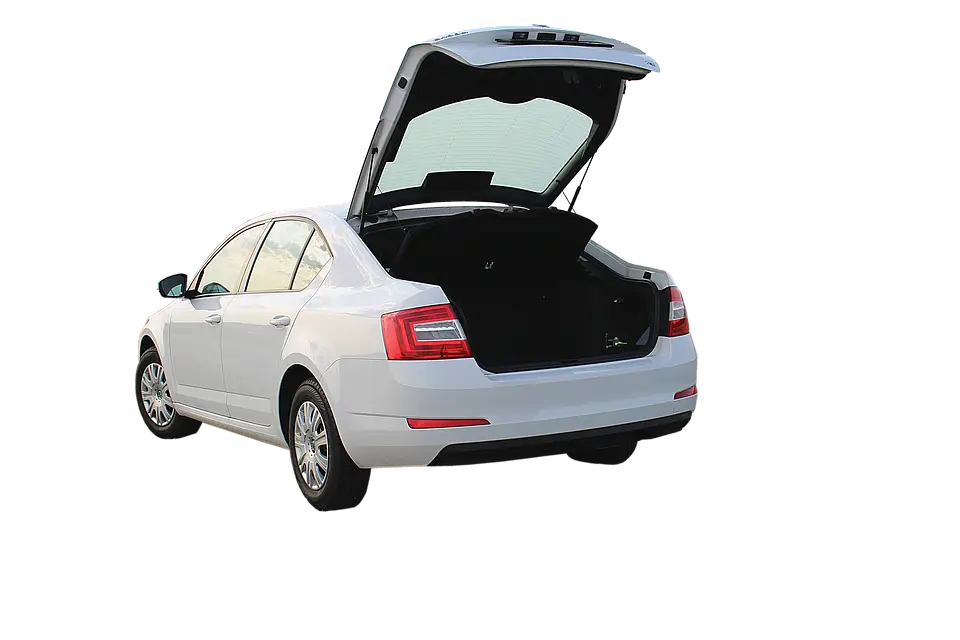 White Car with Open Trunk