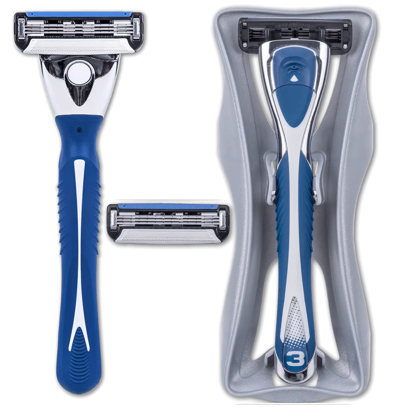Blue and Silver Razor with Extra Blade