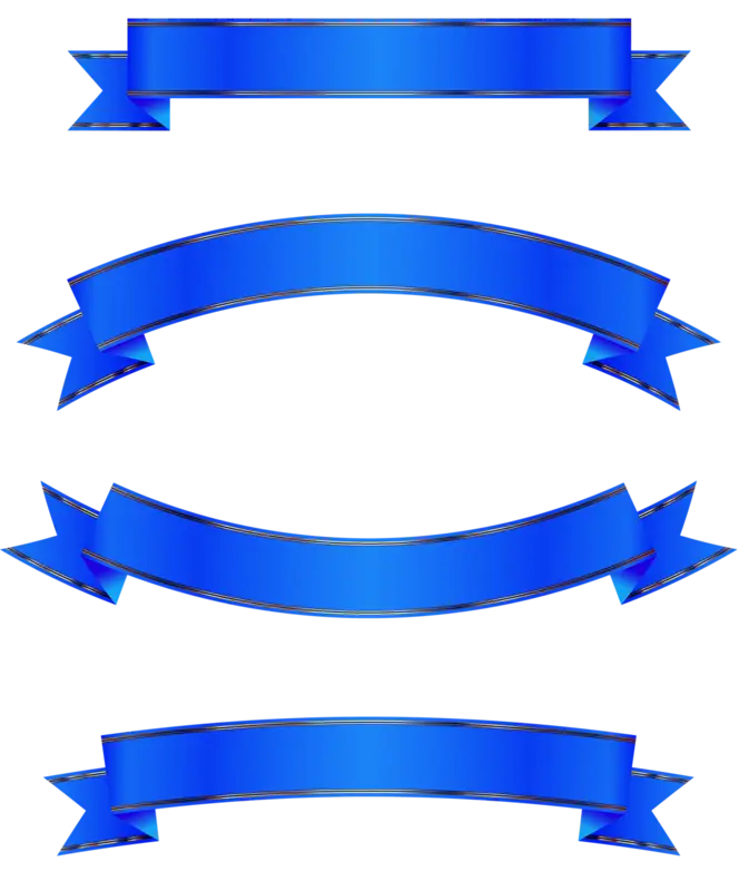 Blue Ribbon Banner Design Set
