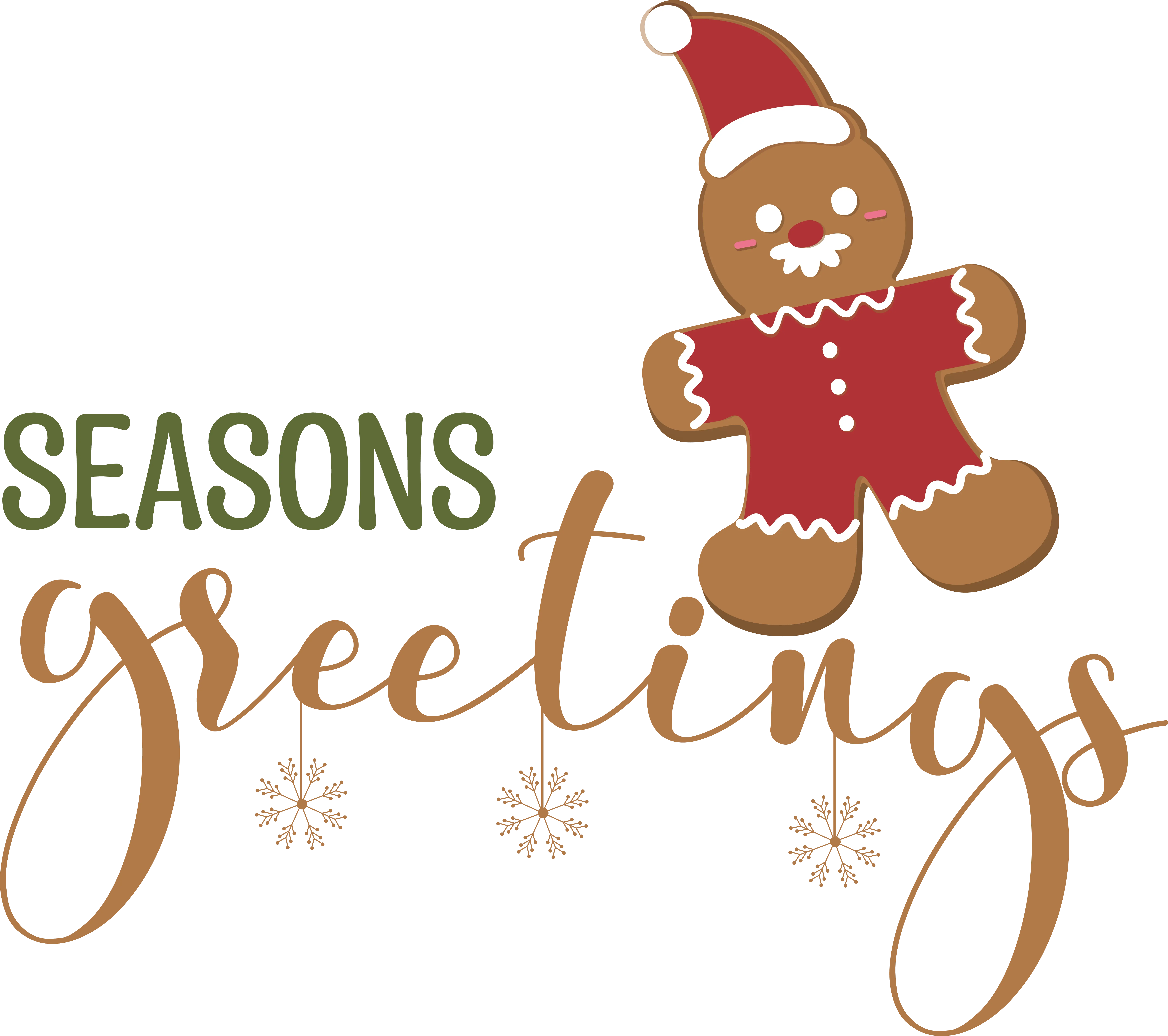Red Gingerbread Man with Season&#039;s Greetings Banner