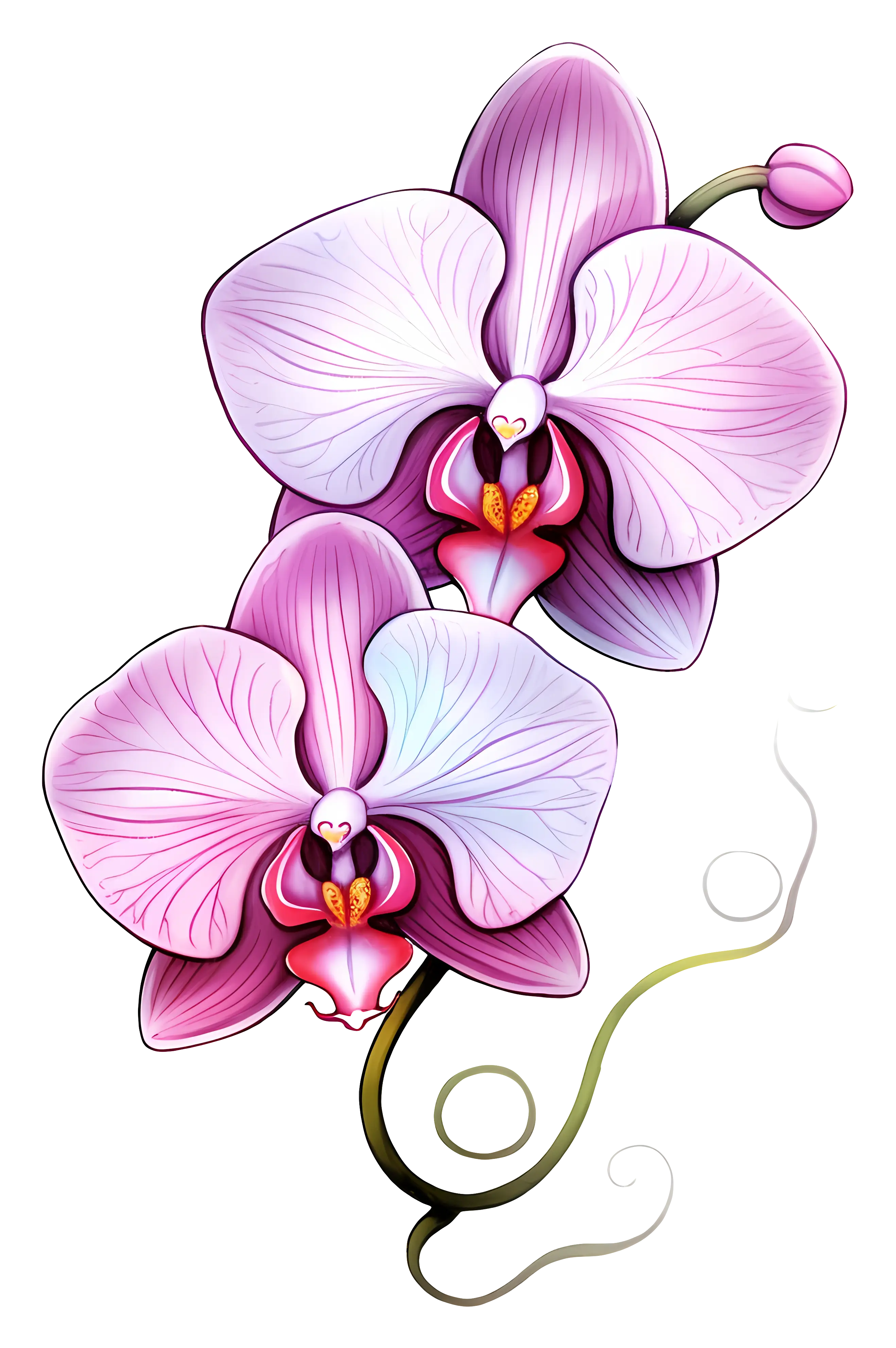 Pink Orchid Flowers with Green Stem