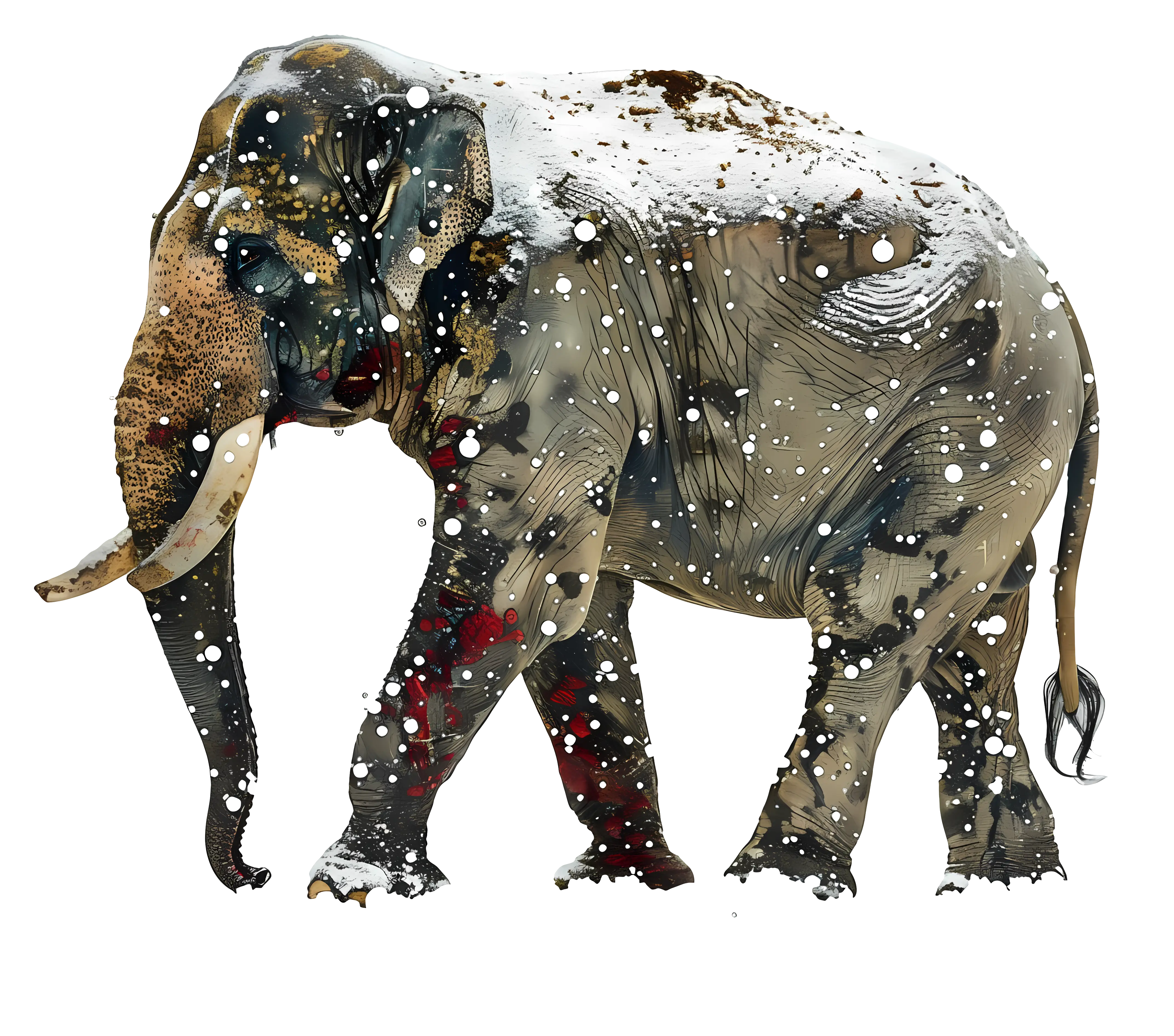 Snowy Elephant in Winter