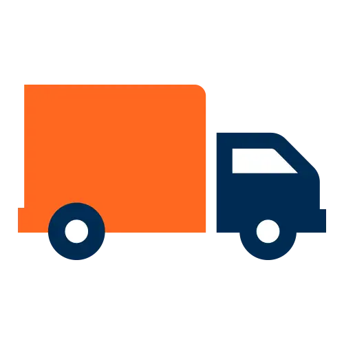 Orange and navy cargo truck icon