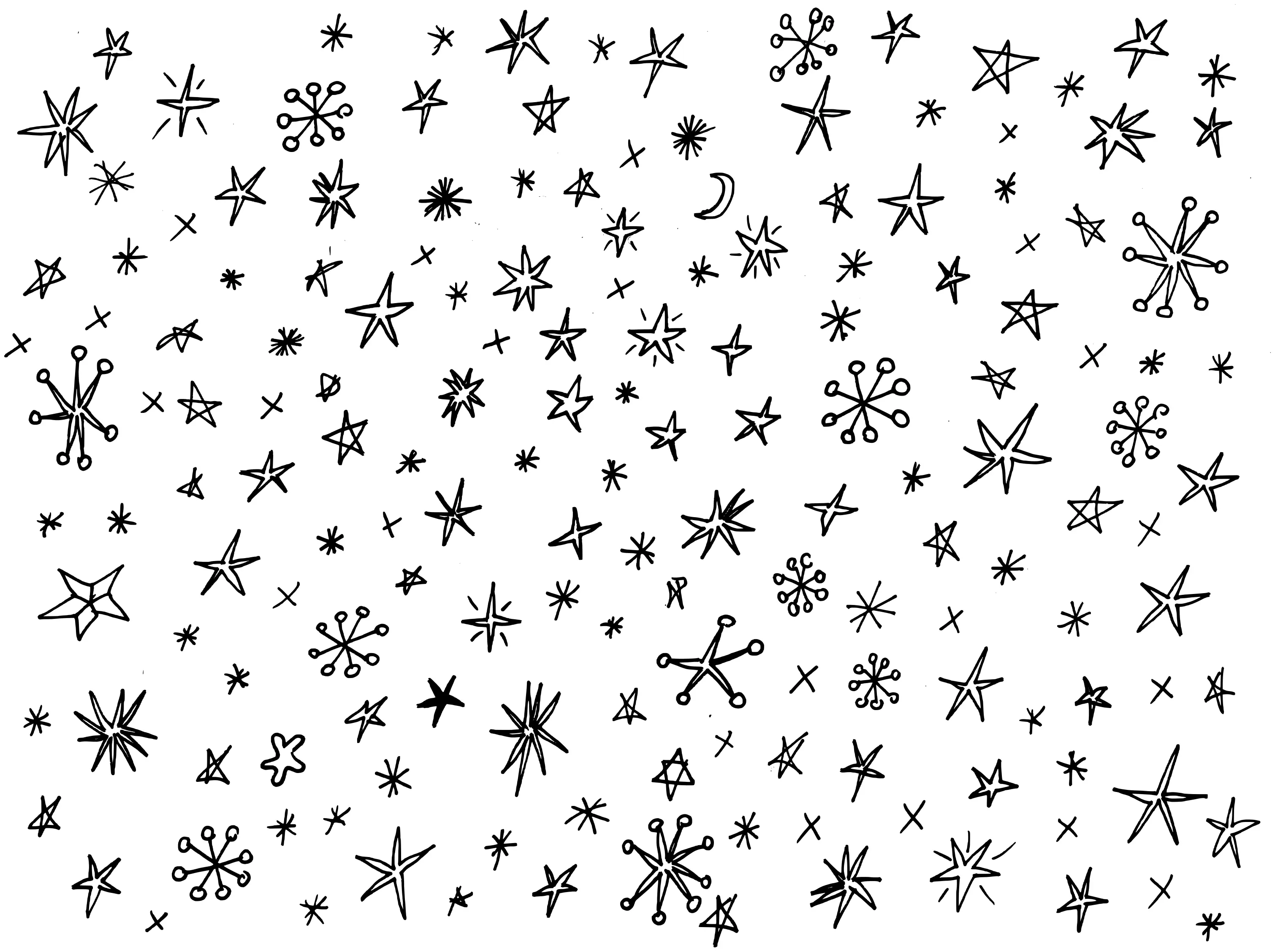 Black and White Doodle Stars