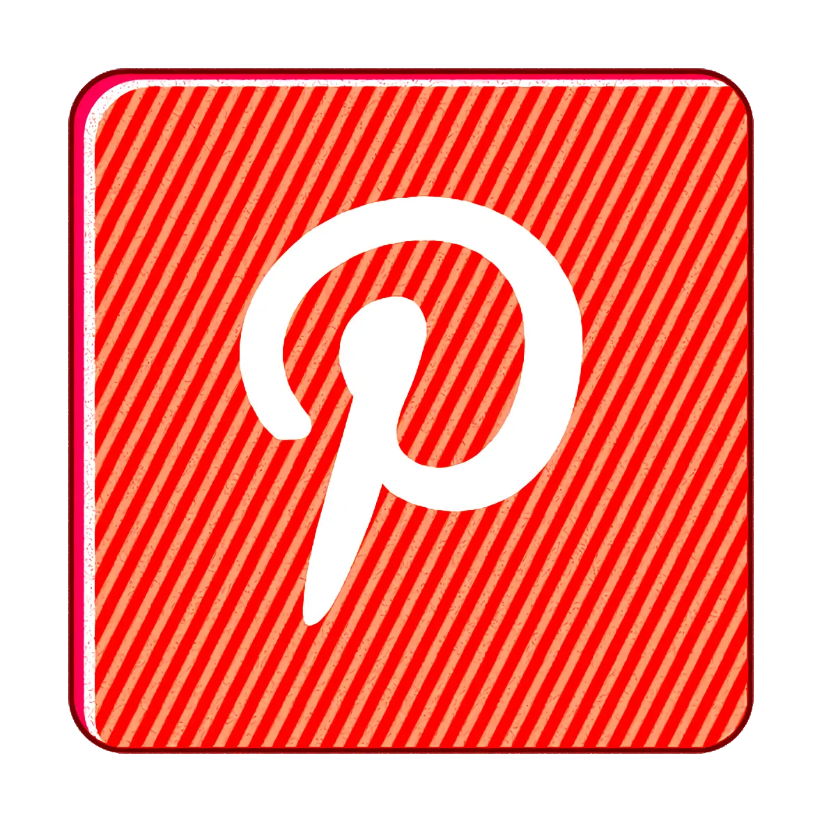 Pinterest Logo on Striped Red Background
