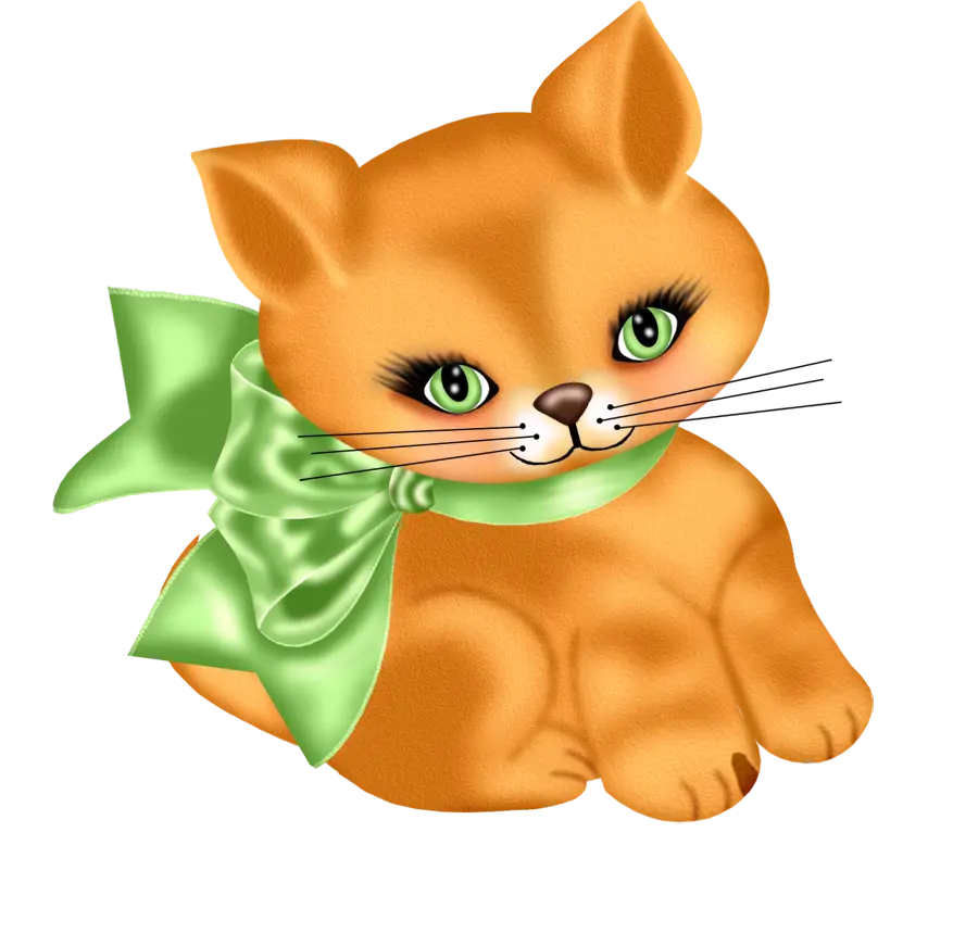 Cute Orange Cat with Green Bow