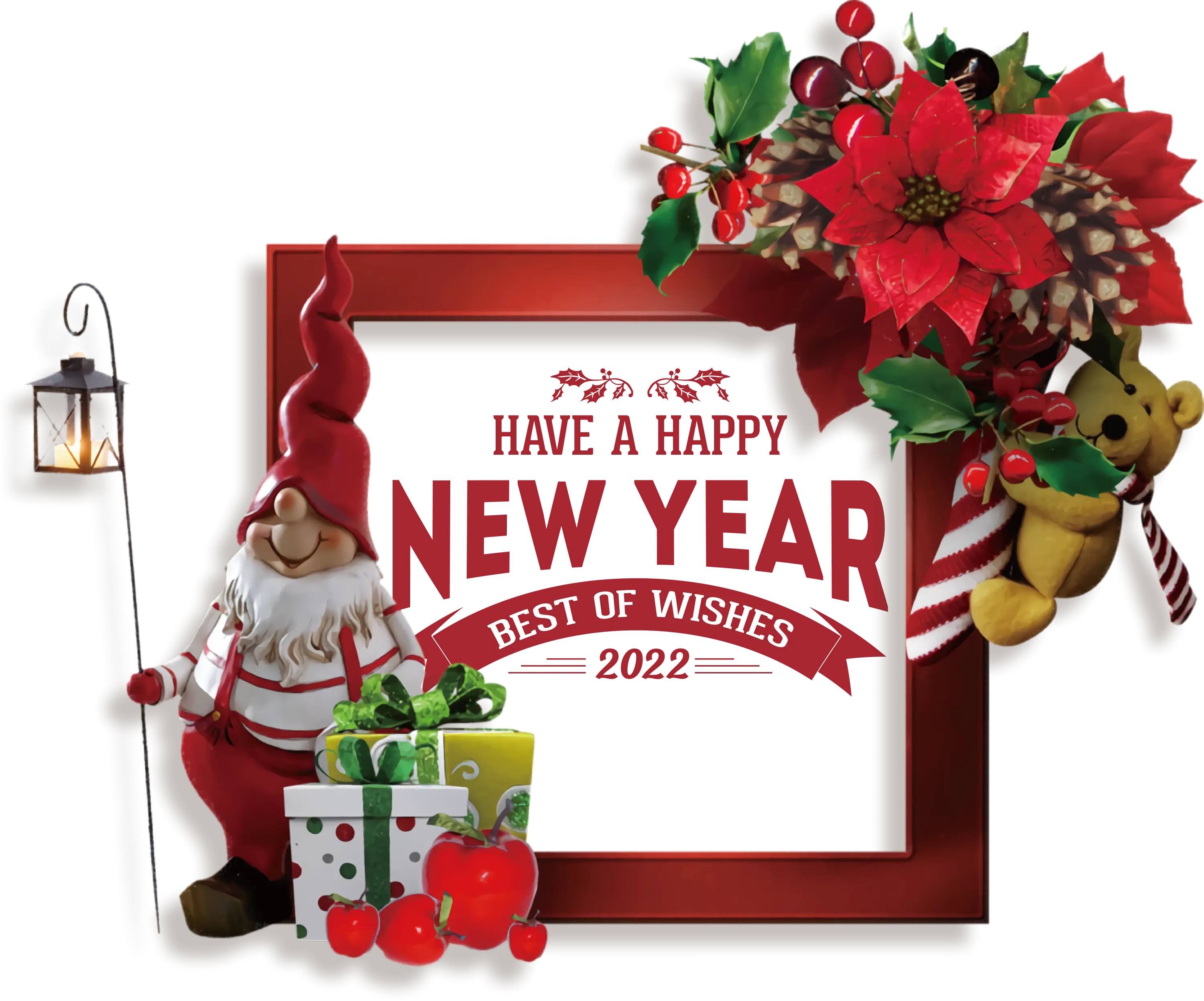 Happy New Year 2022 with Gnome and Presents