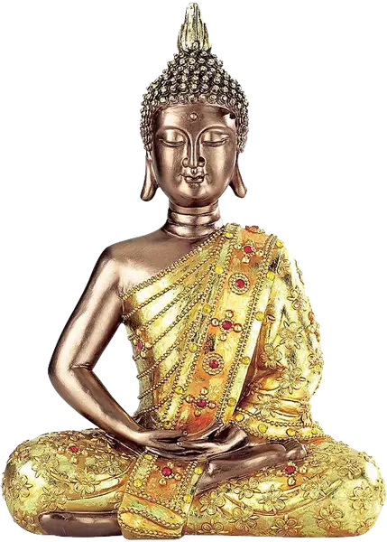Gold Sitting Buddha Statue with Detailed Design