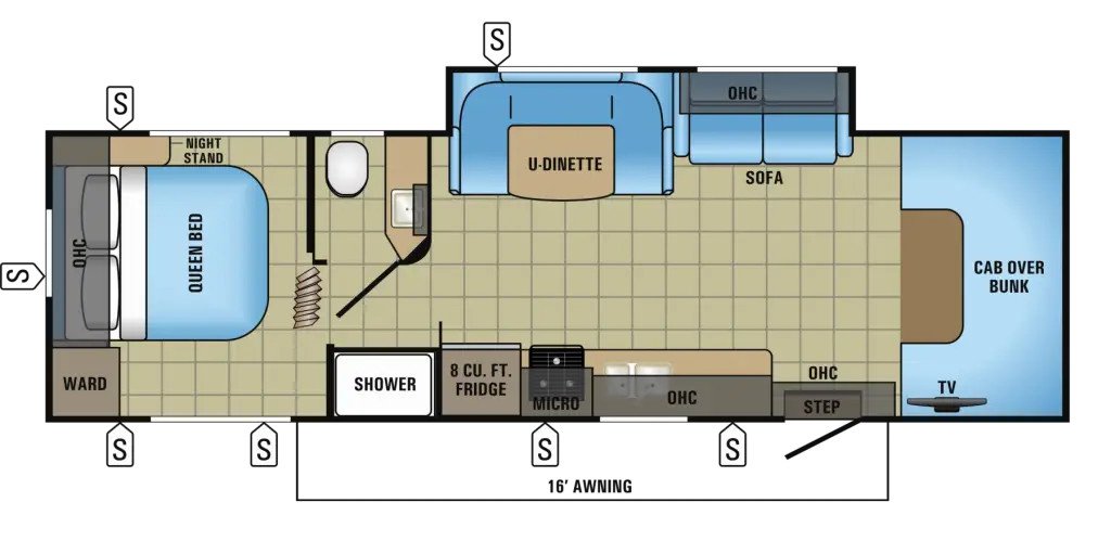 RV Floor Plan Layout with Features