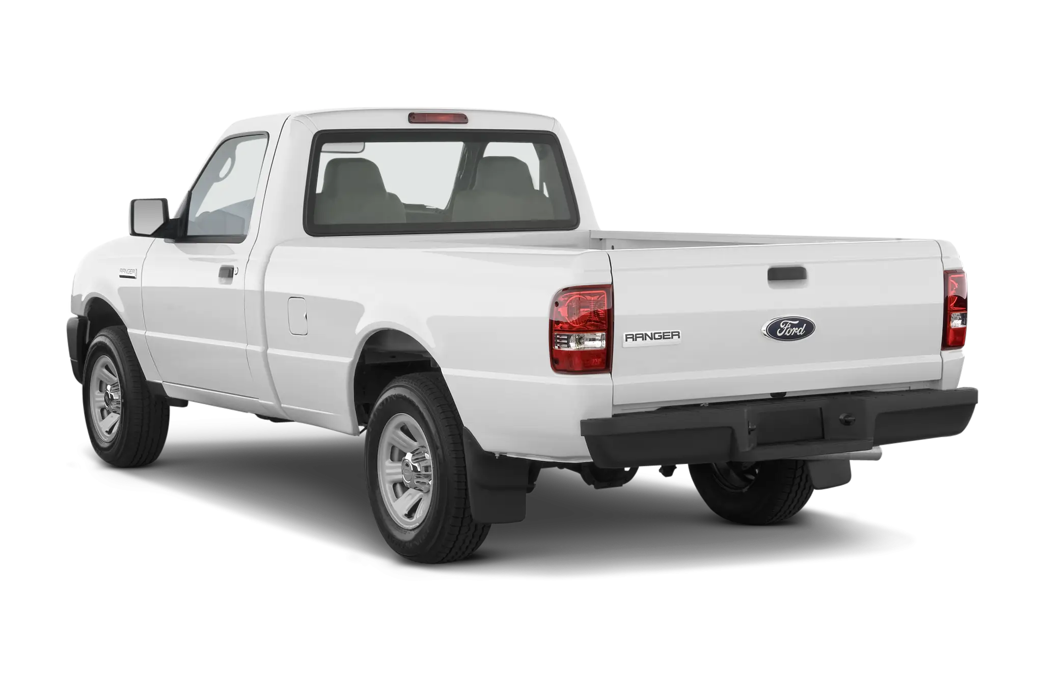 White Pickup Truck with Rear View