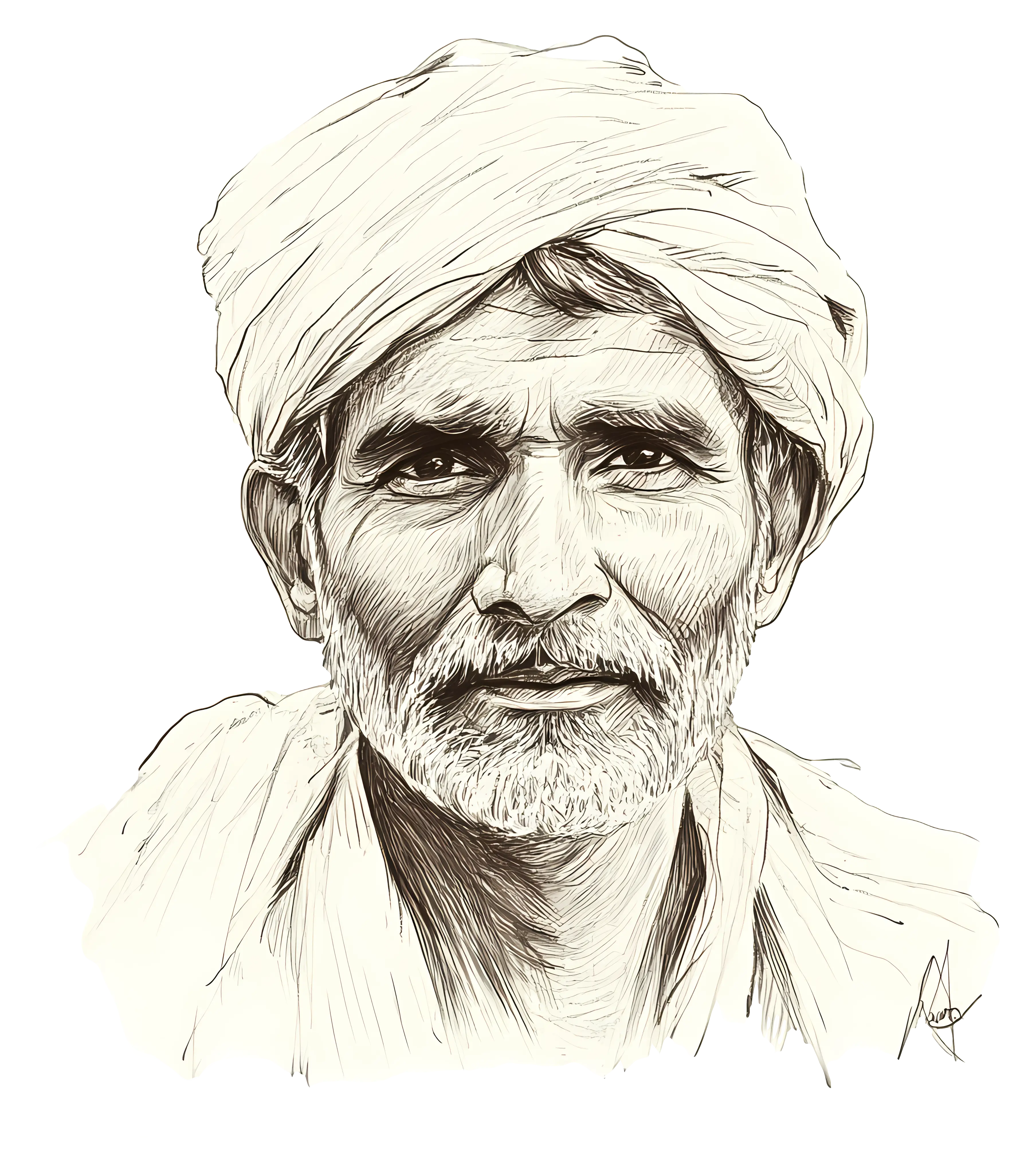 Elderly Man Sketch Portrait
