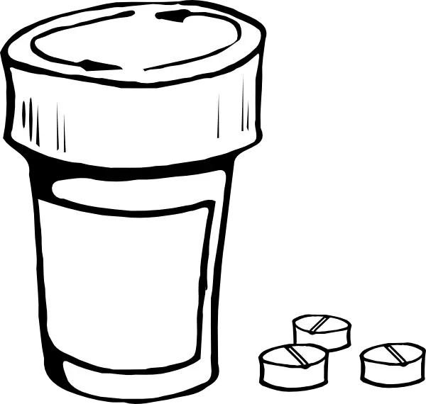 Medicine Bottle Drawing With Pills